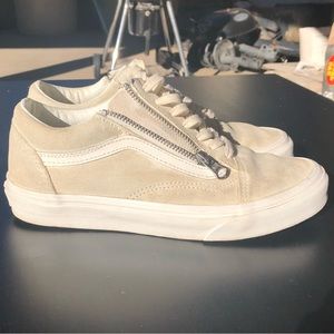 Vans off-white classic shoe with zipper detail